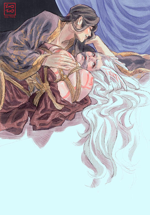 half-body, bondage, 2 subjects, color overlay ($125)