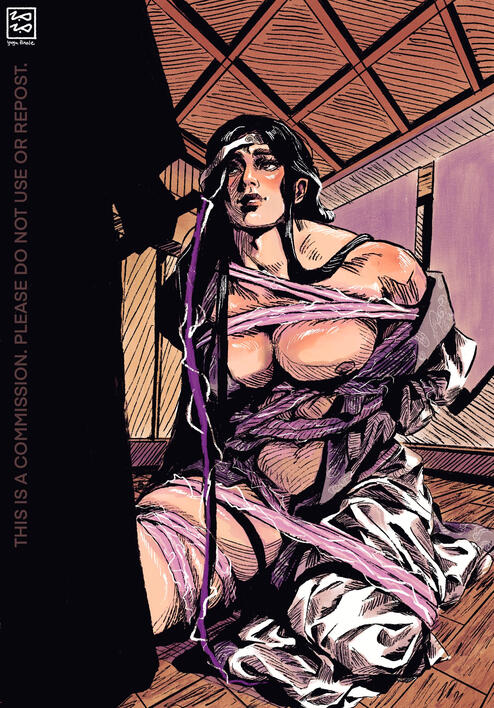lined full body, color, semi-detailed surroundings ($130)