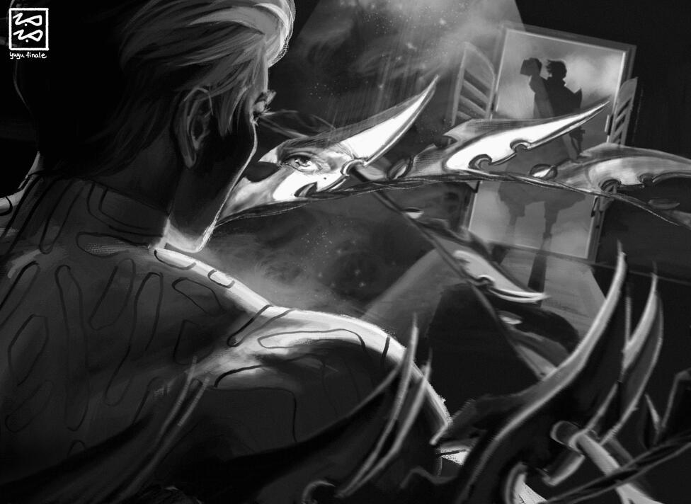 B&W bust, semi-detailed surroundings ($85)